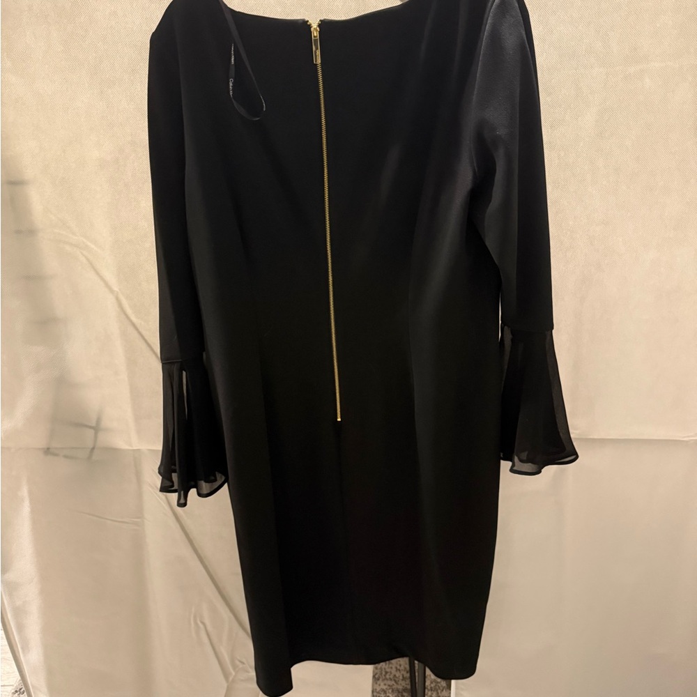 Calvin Klein Black Dress with Sheer Sleeves